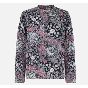 Isabel Marant Etoile Maria Button Down Paisley Blouse Top Grey White Pink 8